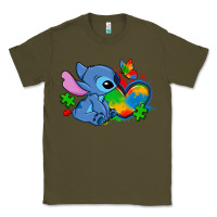 Army Green autism stitch heart Classic Tee - Zillion Design Studio
