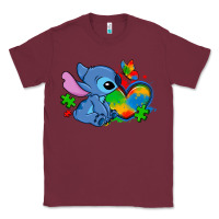 Burgundy autism stitch heart Classic Tee - Zillion Design Studio