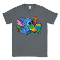 Charcoal Heather autism stitch heart Classic Tee - Zillion Design Studio