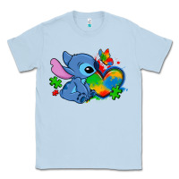 Dusty Blue autism stitch heart Classic Tee - Zillion Design Studio