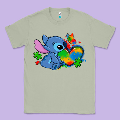 Autism Stitch Heart Classic Tee Designed By Zillion Design Studio