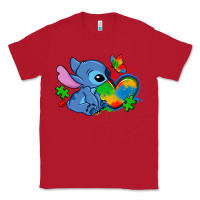 Red autism stitch heart Classic Tee - Zillion Design Studio