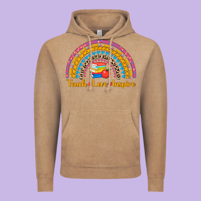 Back To School Rainbow Teach Love Inspire Vintage Hoodie Designed By Adodesignshop