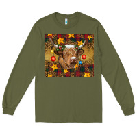 Army Green christmas highland cow tumbler Long Sleeve Tee - RanaPortraitStore