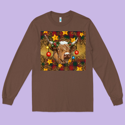 Christmas Highland Cow Tumbler Long Sleeve Tee Designed By Ranaportraitstore