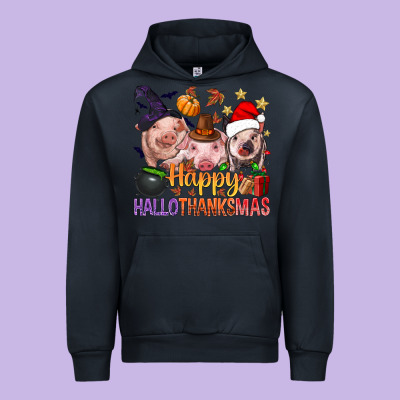 Happy Hallothanksmas Pigs Urban Hoodie Designed By Bundleandbundleshop