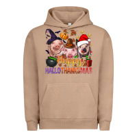 Pigment Burro Happy Hallothanksmas Pigs Urban Hoodie - BundleAndBundleShop