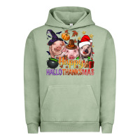 Pigment Oil Green Happy Hallothanksmas Pigs Urban Hoodie - BundleAndBundleShop