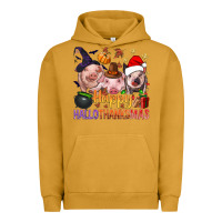 Pigment Peanut Butter Happy Hallothanksmas Pigs Urban Hoodie - BundleAndBundleShop