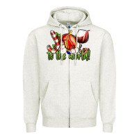 Oatmeal Heather joy to the world christmas wine Zipper Hoodie - FaDigitalArtStudio
