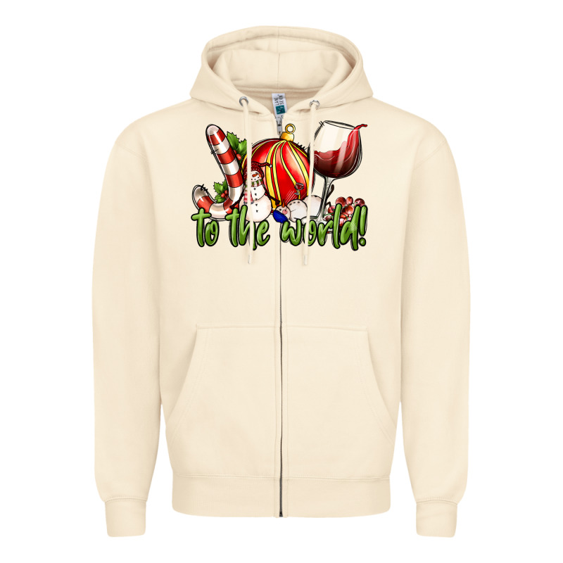 Joy To The World Christmas Wine Zipper Hoodie by FaDigitalArtStudio | Teevron