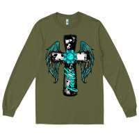Army Green cross faith gemstone wings Long Sleeve Tee - RanaPortraitStore