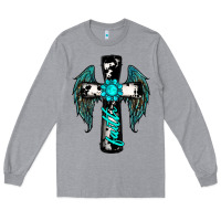Heather Grey cross faith gemstone wings Long Sleeve Tee - RanaPortraitStore