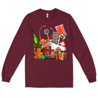 Burgundy nurse  and christmas Long Sleeve Tee - AdoDesignShop
