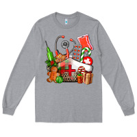 Heather Grey nurse  and christmas Long Sleeve Tee - AdoDesignShop