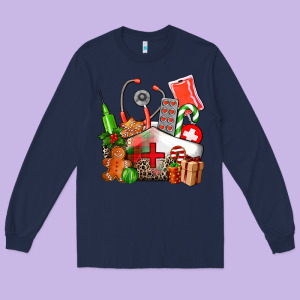 Nurse  And Christmas Long Sleeve Tee Designed By Adodesignshop