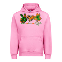 Fuchsia Pink Peace Love St.Patrick's Day Urban Hoodie - BundleAndBundleShop