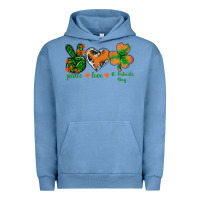 Pigment Pebble Blue Peace Love St.Patrick's Day Urban Hoodie - BundleAndBundleShop