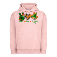 Pigment Salmon Peace Love St.Patrick's Day Urban Hoodie - BundleAndBundleShop