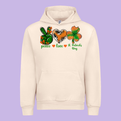 Peace Love St.patrick's Day Urban Hoodie Designed By Bundleandbundleshop