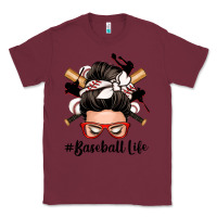 Burgundy baseball life messy bun Classic Tee - Zillion Design Studio