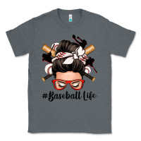 Charcoal Heather baseball life messy bun Classic Tee - Zillion Design Studio