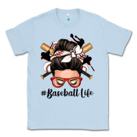 Dusty Blue baseball life messy bun Classic Tee - Zillion Design Studio