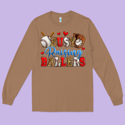 Busy Raising Ballers Baseball Long Sleeve Tee Designed By Zillion Design Studio