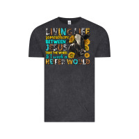 Vintage Black living life somewhere between jesus Vintage Tee - texasbilliewilder