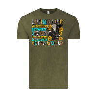 Vintage Olive living life somewhere between jesus Vintage Tee - texasbilliewilder