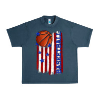 Basketball American Flag Urban Heavy Tee | Teevron