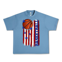 Pebble Blue basketball american flag Urban Heavy Tee - texasbilliewilder