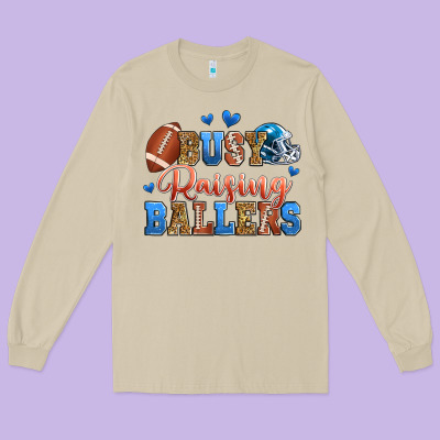Busy Raising Ballers American Football Long Sleeve Tee Designed By Zillion Design Studio