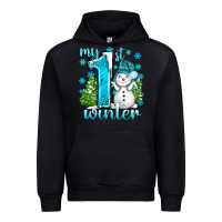 Black My 1 St Winter With Cute Snowman Urban Hoodie - BundleAndBundleShop