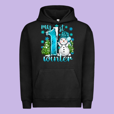 My 1 St Winter With Cute Snowman Urban Hoodie Designed By Bundleandbundleshop