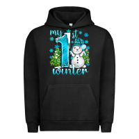 Pigment Black My 1 St Winter With Cute Snowman Urban Hoodie - BundleAndBundleShop