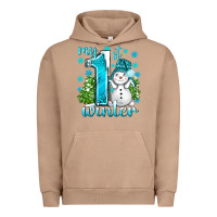 Pigment Burro My 1 St Winter With Cute Snowman Urban Hoodie - BundleAndBundleShop