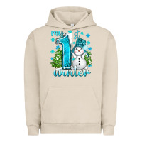 Pigment French Oak My 1 St Winter With Cute Snowman Urban Hoodie - BundleAndBundleShop