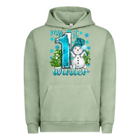 Pigment Oil Green My 1 St Winter With Cute Snowman Urban Hoodie - BundleAndBundleShop