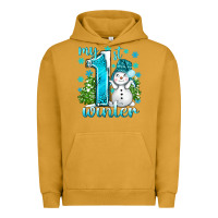 Pigment Peanut Butter My 1 St Winter With Cute Snowman Urban Hoodie - BundleAndBundleShop
