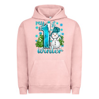 Pigment Salmon My 1 St Winter With Cute Snowman Urban Hoodie - BundleAndBundleShop