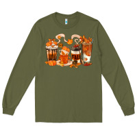 Army Green Fall Coffee Cups Long Sleeve Tee - texasbilliewilder