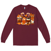 Burgundy Fall Coffee Cups Long Sleeve Tee - texasbilliewilder