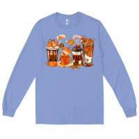 Colony Blue Fall Coffee Cups Long Sleeve Tee - texasbilliewilder