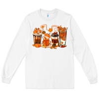 White Fall Coffee Cups Long Sleeve Tee - texasbilliewilder