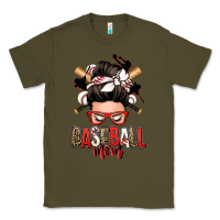 Army Green baseball mom messy bun Classic Tee - Zillion Design Studio