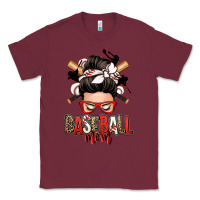 Burgundy baseball mom messy bun Classic Tee - Zillion Design Studio