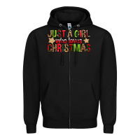 Black just a girl who loves christmas with cookies Zipper Hoodie - FaDigitalArtStudio