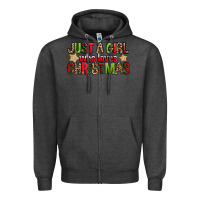 Charcoal Heather just a girl who loves christmas with cookies Zipper Hoodie - FaDigitalArtStudio
