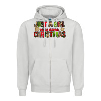 Dove Grey just a girl who loves christmas with cookies Zipper Hoodie - FaDigitalArtStudio